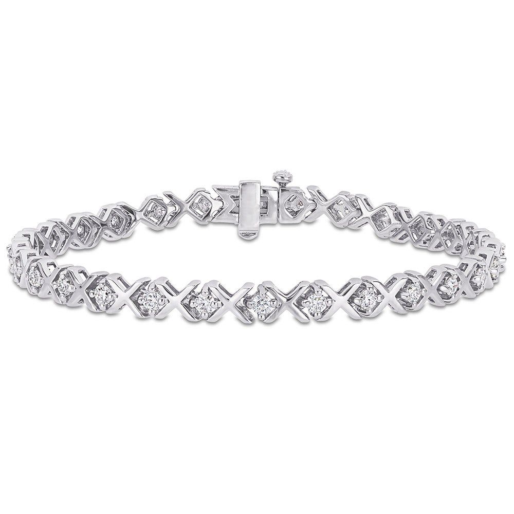 XOXO Bracelet with Moissanite Gemstones in Sterling Silver (1 3/4 ct. tw.)