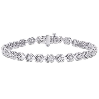 XOXO Bracelet with Moissanite Gemstones in Sterling Silver (1 3/4 ct. tw.)