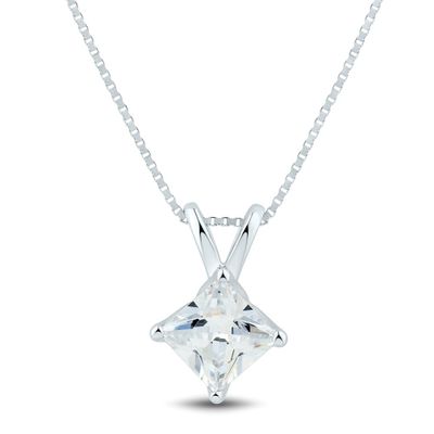 Lab Grown Diamond Pendant Princess-Cut in 14K White Gold (3/4 ct. tw.)