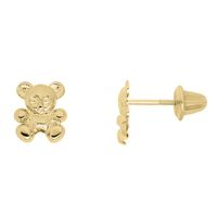 Childrenâs Teddy Bear Earrings in 14K Yellow Gold