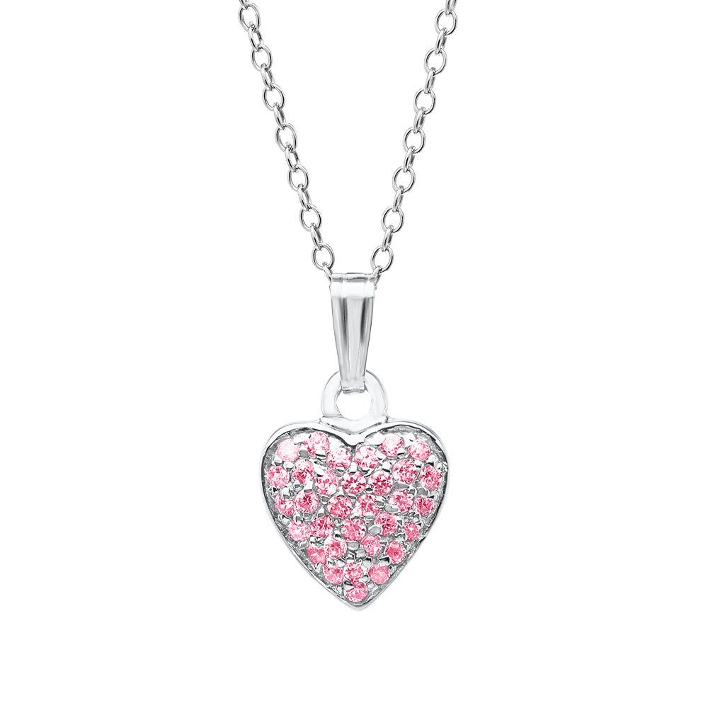 Childrenâs Heart Pendant & Earring Set with Cubic Zirconia in Sterling Silver