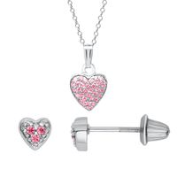 Childrenâs Heart Pendant & Earring Set with Cubic Zirconia in Sterling Silver