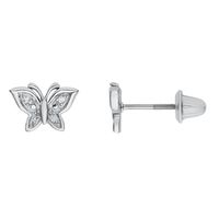 Childrenâs Butterfly Pendant & Earring Set with Diamond Accents in Sterling Silver