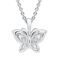 Childrenâs Butterfly Pendant & Earring Set with Diamond Accents in Sterling Silver