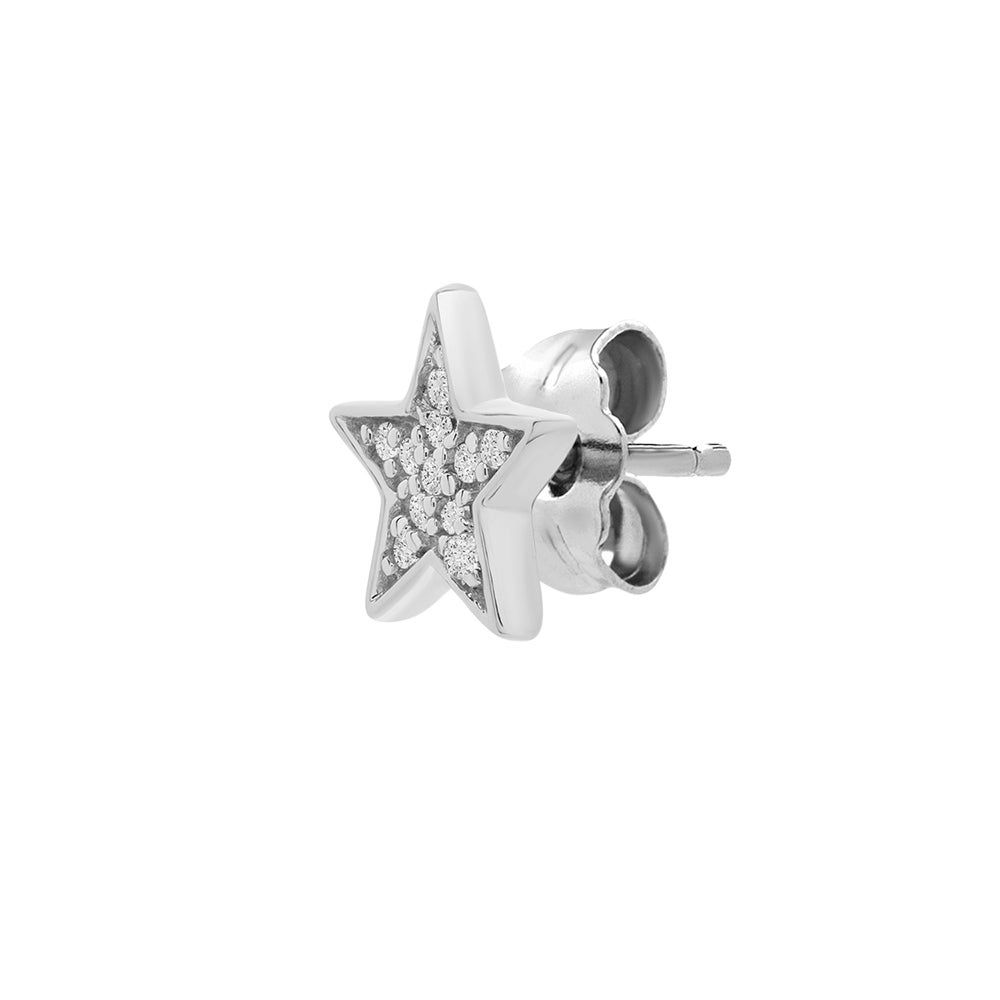 Single Diamond Stud Earring Star in 10K Gold