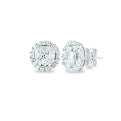 Cluster Stud Earrings with Marquise & Princess-Cut Diamonds in 14K White Gold (7/8 ct. tw.)