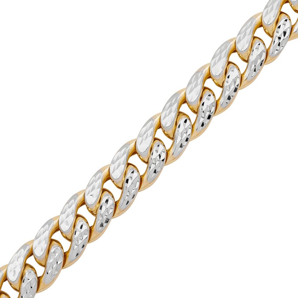 Two-Tone Cuban Link Chain in 10K Yellow & White Gold, 11mm, 22â