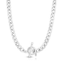 Curb Chain Necklace with Toggle Clasp in Sterling Silver, 6mm, 18"