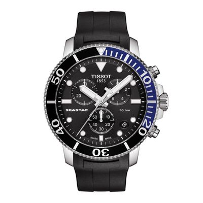 Seastar 1000 Quartz Chronograph Menâs Watch in Black Rubber