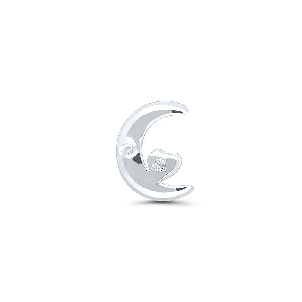 Moon Stud Earrings with Diamond Accents in Sterling Silver