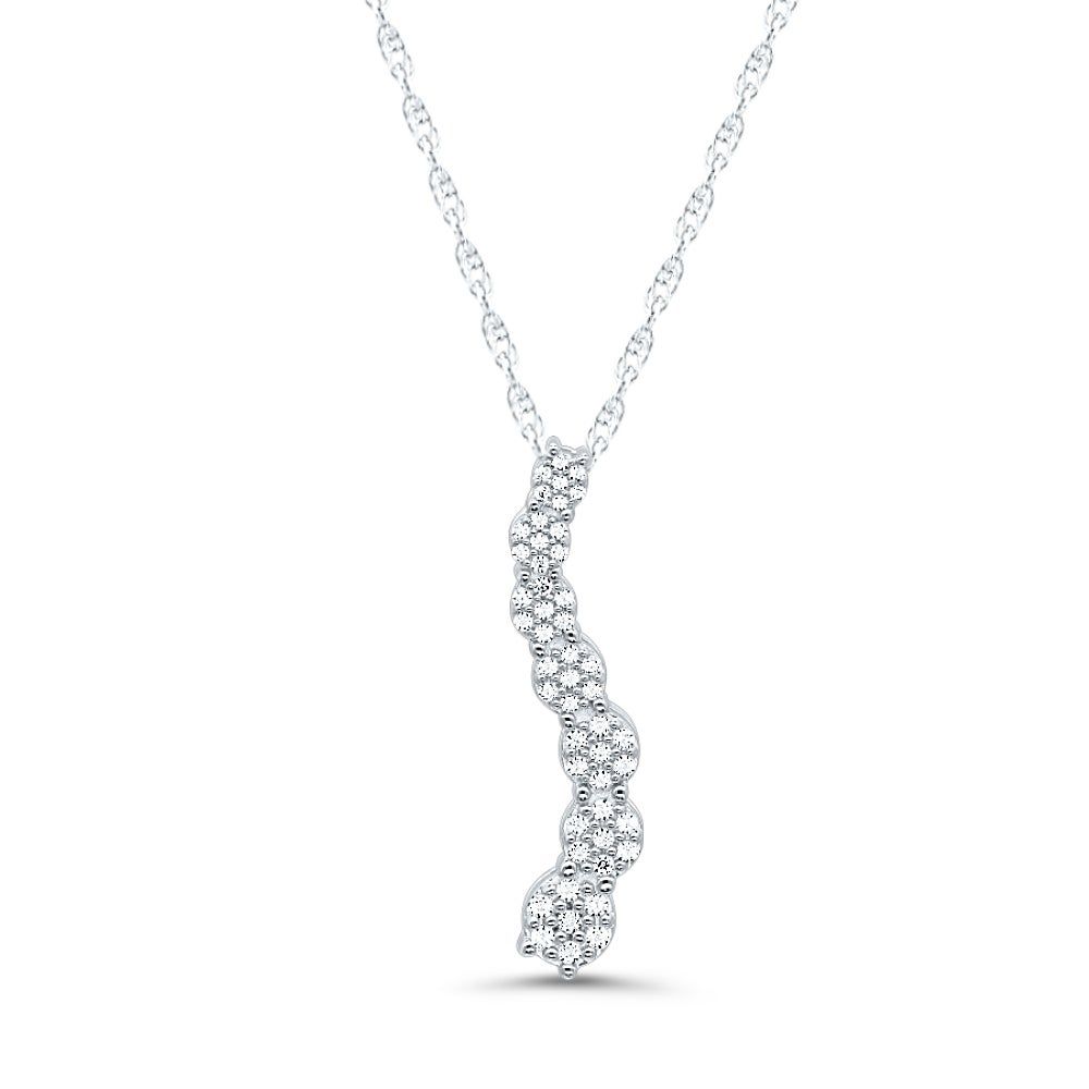 14K White Gold Diamond Cluster Illusion Necklace (1Ct. t.w.)
