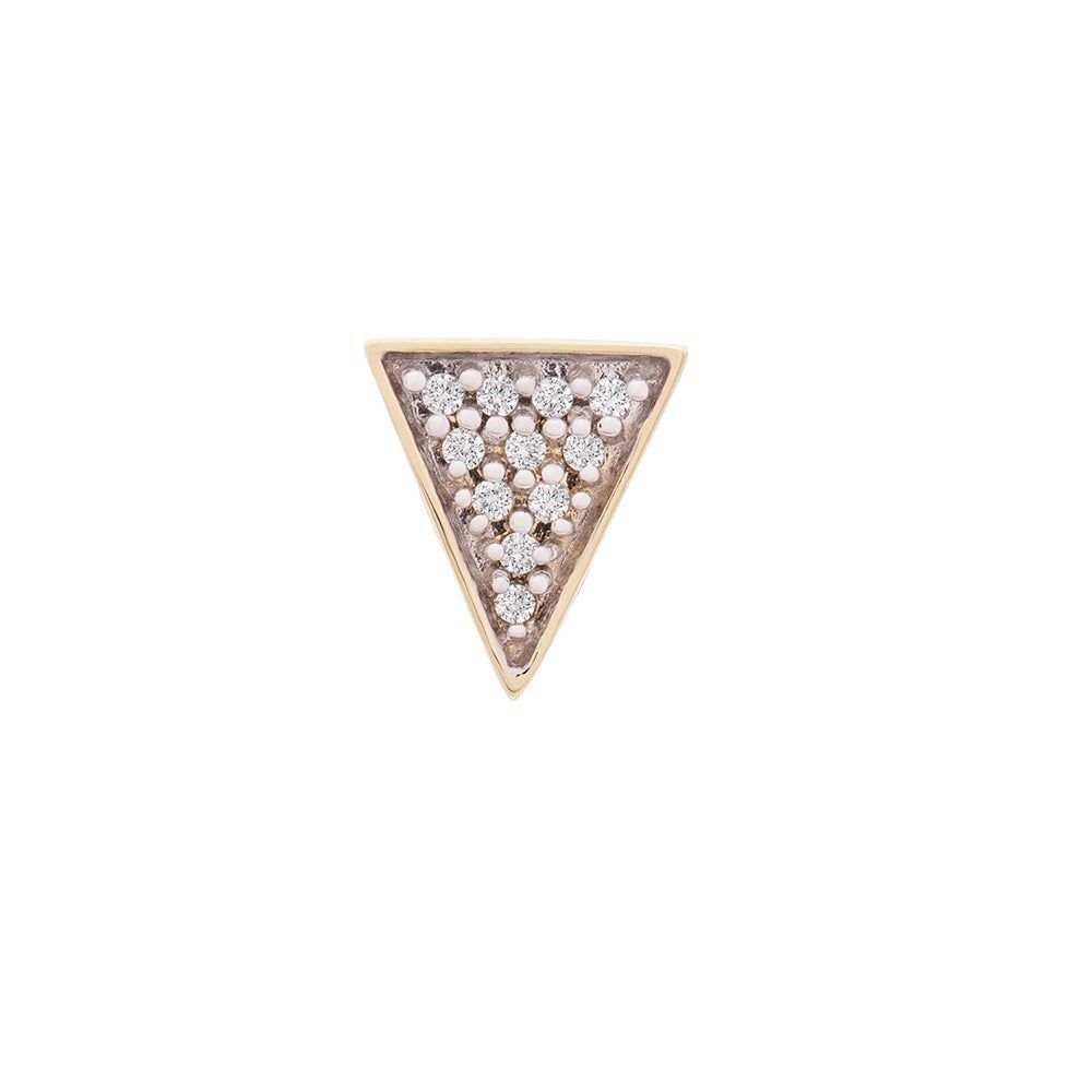 Single Diamond Stud Earring Triangle in 10K Gold