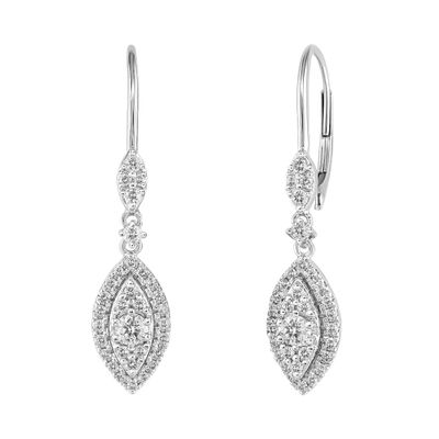 Diamond Drop Earrings Marquise-Shaped in 10K White Gold (1/2 ct. tw.)