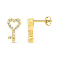 Key Earrings in 10K Yellow Gold (1/10 ct. tw.)