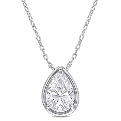 Pear-Shaped Moissanite Pendant in Sterling Silver (2 ct.)