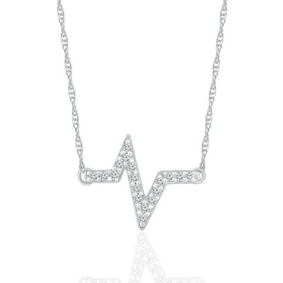 Diamond Heartbeat Necklace in 10K White Gold (1/10 ct. tw.)