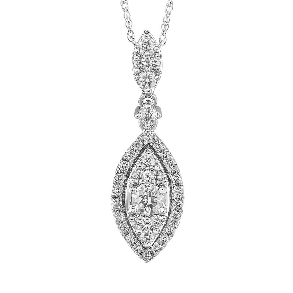 Diamond Cluster Pendant Marquise-Shaped in 10K White Gold (1/2 ct. tw.)
