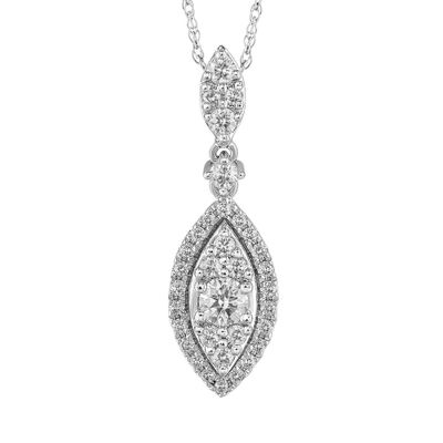 Diamond Cluster Pendant Marquise-Shaped in 10K White Gold (1/2 ct. tw.)