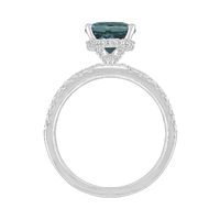 Round London Blue Topaz Ring with Diamond Band 14K White Gold (1/3 ct. tw.)