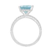 Princess-Cut Aquamarine Ring with Diamond Band 14K White Gold (1/3 ct. tw.)
