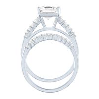 Promise Ring Set with Emerald-Cut Lab-Created White Sapphire Sterling Silver