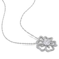 Moissanite Flower Necklace in Sterling Silver (1 1/10 ct. tw.)