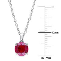 Lab-Created Ruby Solitaire Pendant in Sterling Silver