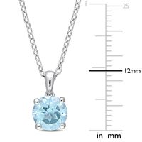 Blue Topaz Solitaire Pendant in Sterling Silver