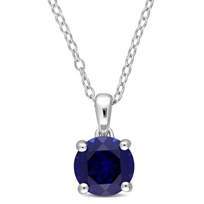 Lab-Created Blue Sapphire Pendant in Sterling Silver