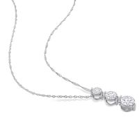 Moissanite Pendant with Three-Stone Drop in Sterling Silver (1 2/5 ct. tw.)