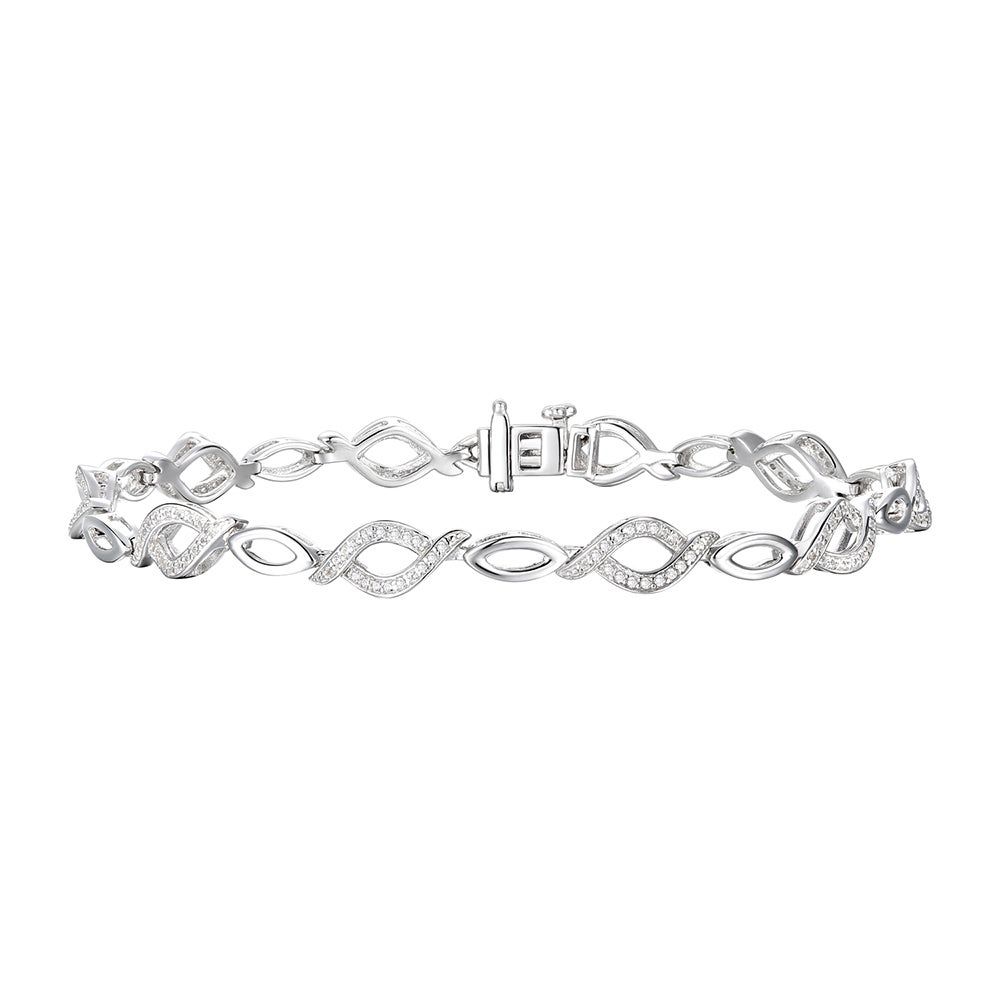 Marquise-Shaped Diamond Link Bracelet in Sterling Silver (3/8 ct. tw.)