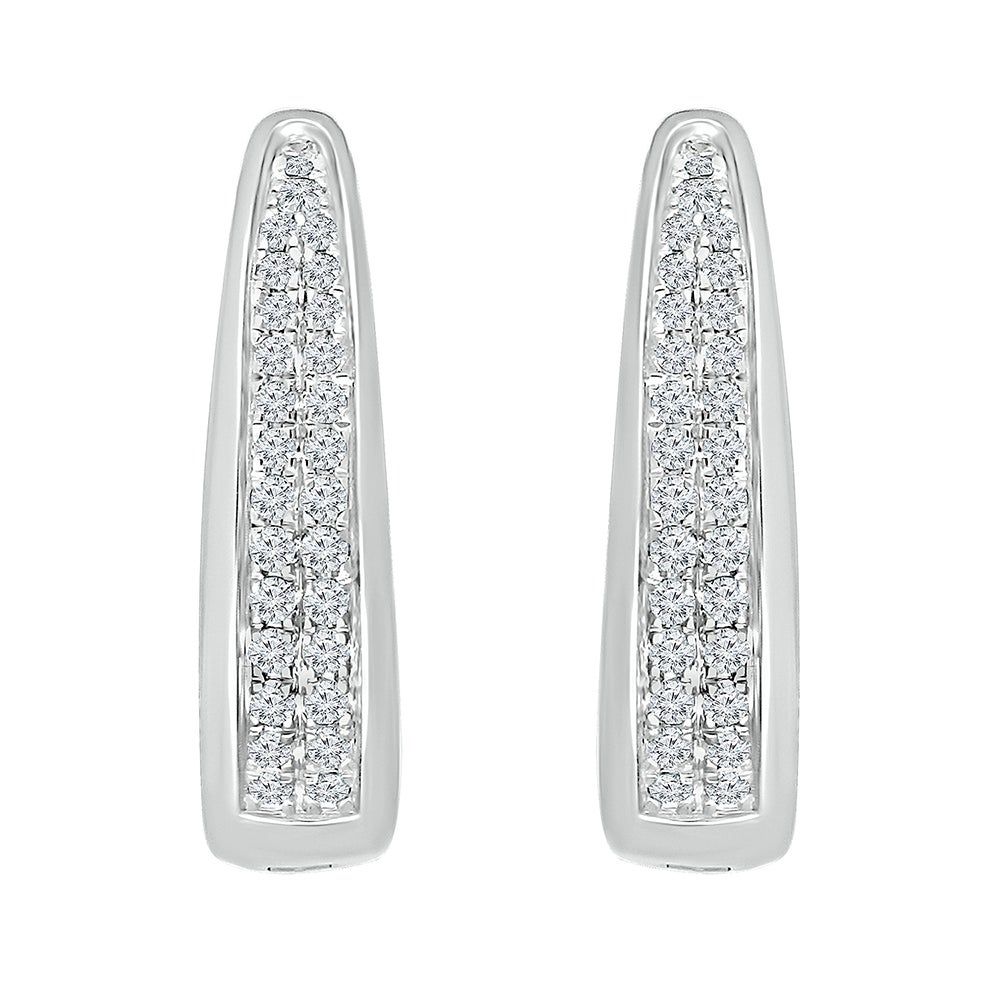 PavÃ© Diamond Hoop Earrings with Taper in Sterling Silver (1/4 ct. tw.)