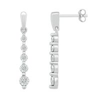 Diamond Linear Drop Earrings with Illusion Settings in 10K White Gold (1/7 ct. tw.)
