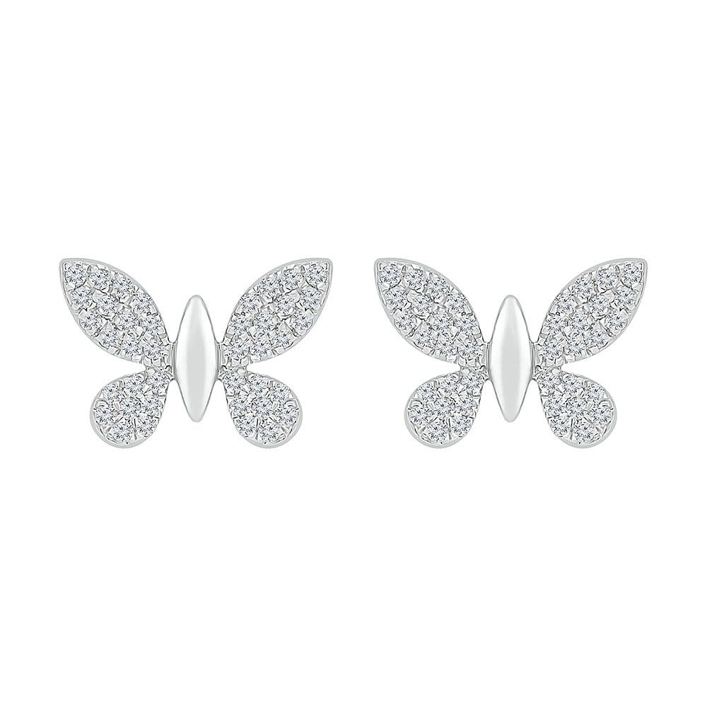 Diamond Butterfly Stud Earrings in Sterling Silver (1/5 ct. tw.)