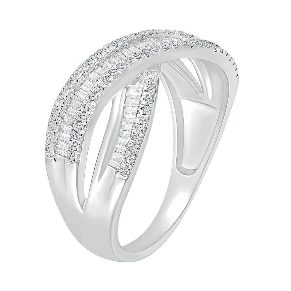 Crossover Ring with Baguette Diamonds 10K White Gold (5/8 ct. tw.)