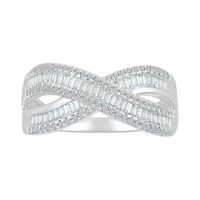 Crossover Ring with Baguette Diamonds 10K White Gold (5/8 ct. tw.)