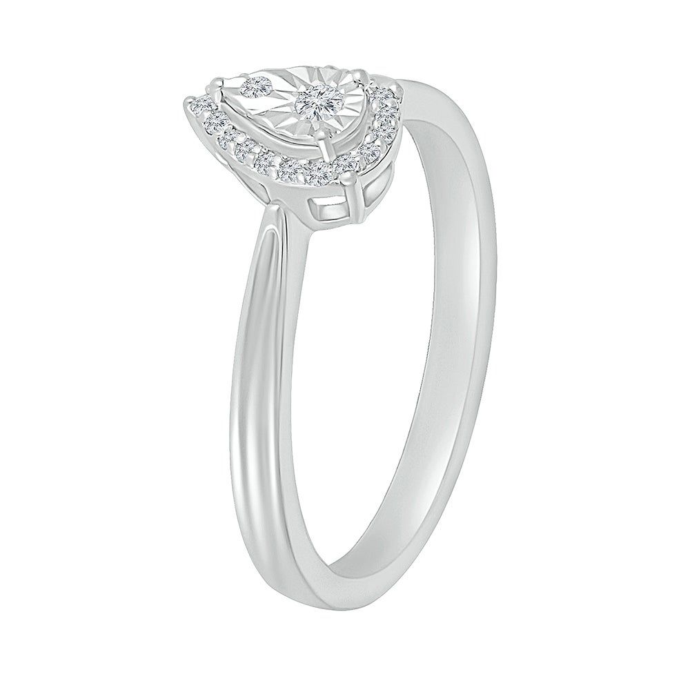 Pear-Shaped Promise Ring with Diamond Halo Sterling Silver (1/10 ct. tw.)