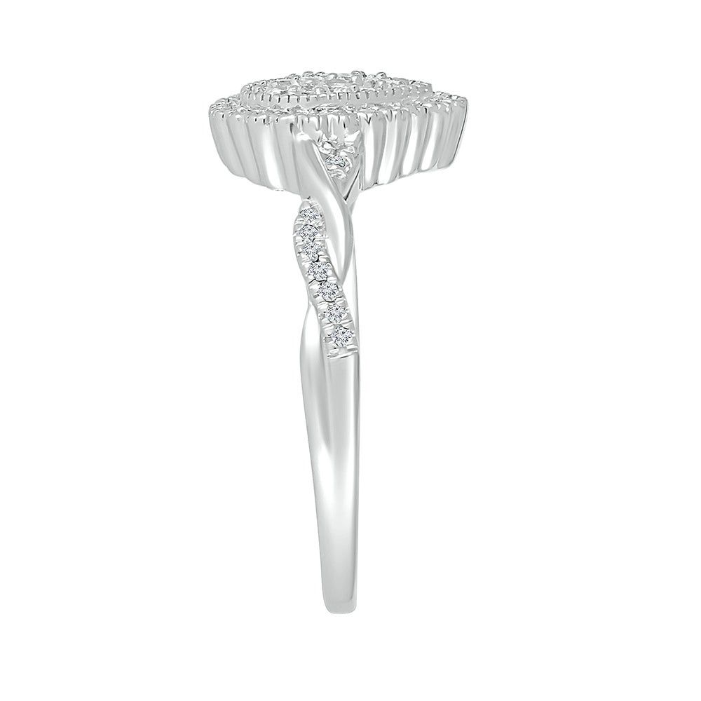 Pear-Shaped Promise Ring with Diamond Twist Band Sterling Silver (1/4 ct. tw.)