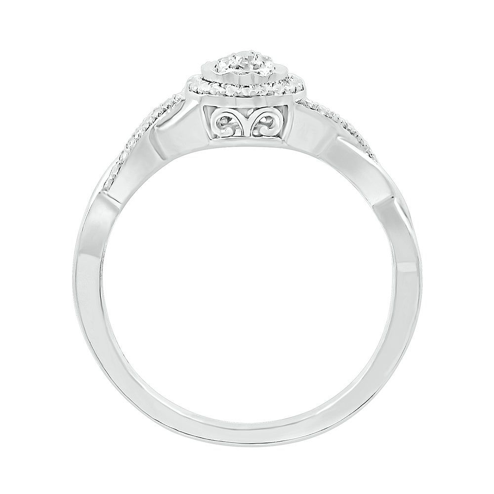 Twist Band Promise Ring with Diamond Halo Sterling Silver (1/8 ct. tw.)