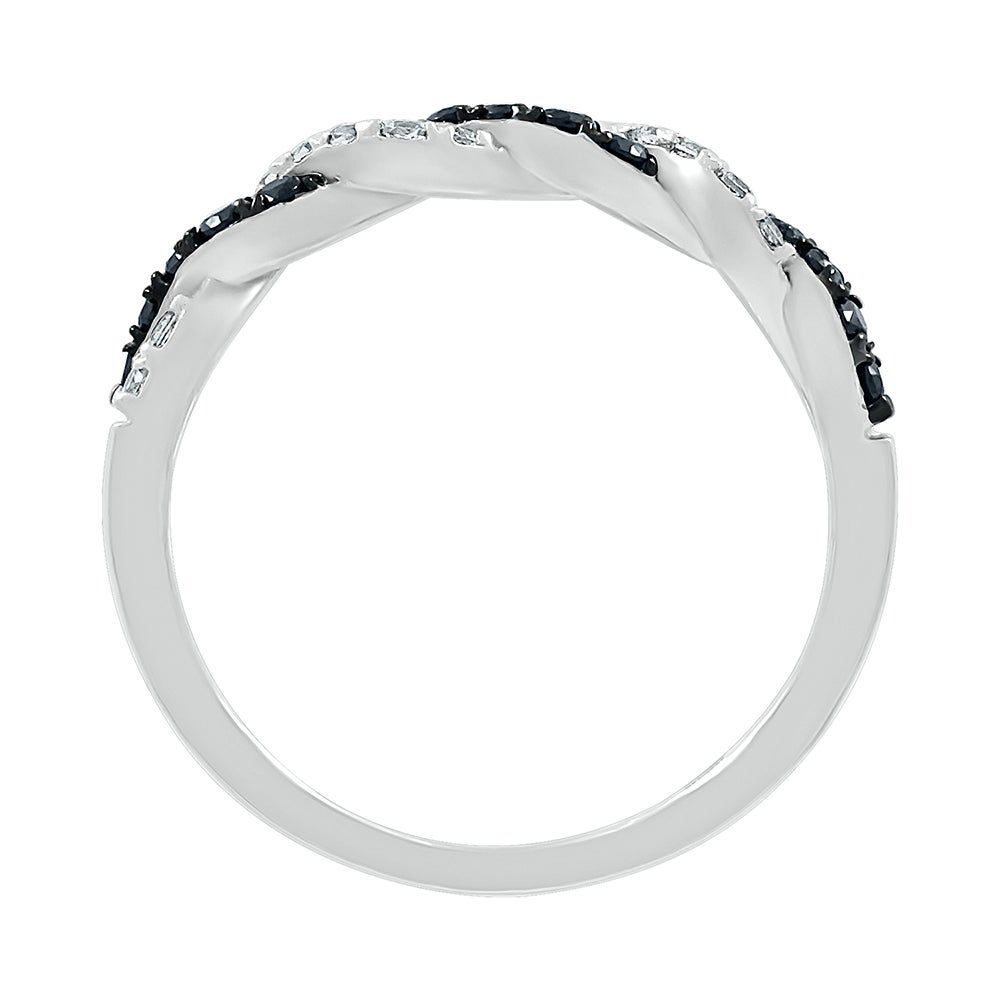 Black & White Diamond Twist Ring Sterling Silver (3/8 ct. tw.)