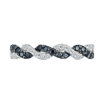 Black & White Diamond Twist Ring Sterling Silver (3/8 ct. tw.)