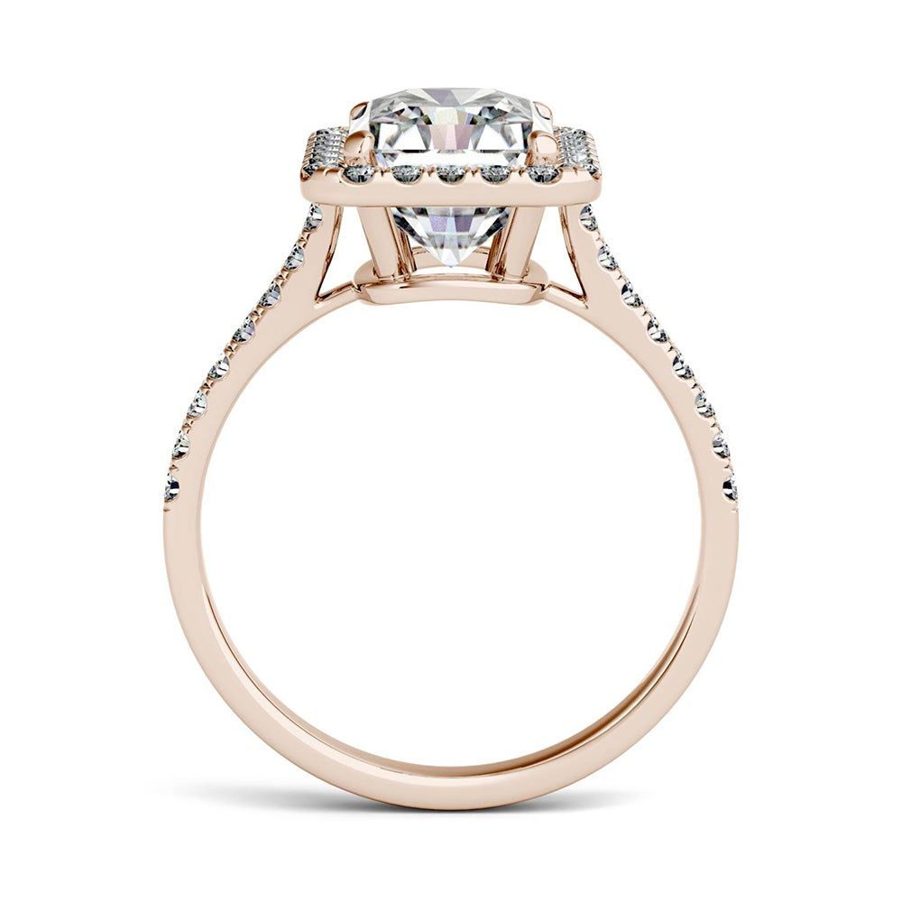 Radiant-Cut Moissanite Halo Ring 14K Rose Gold (3 ct. tw.)