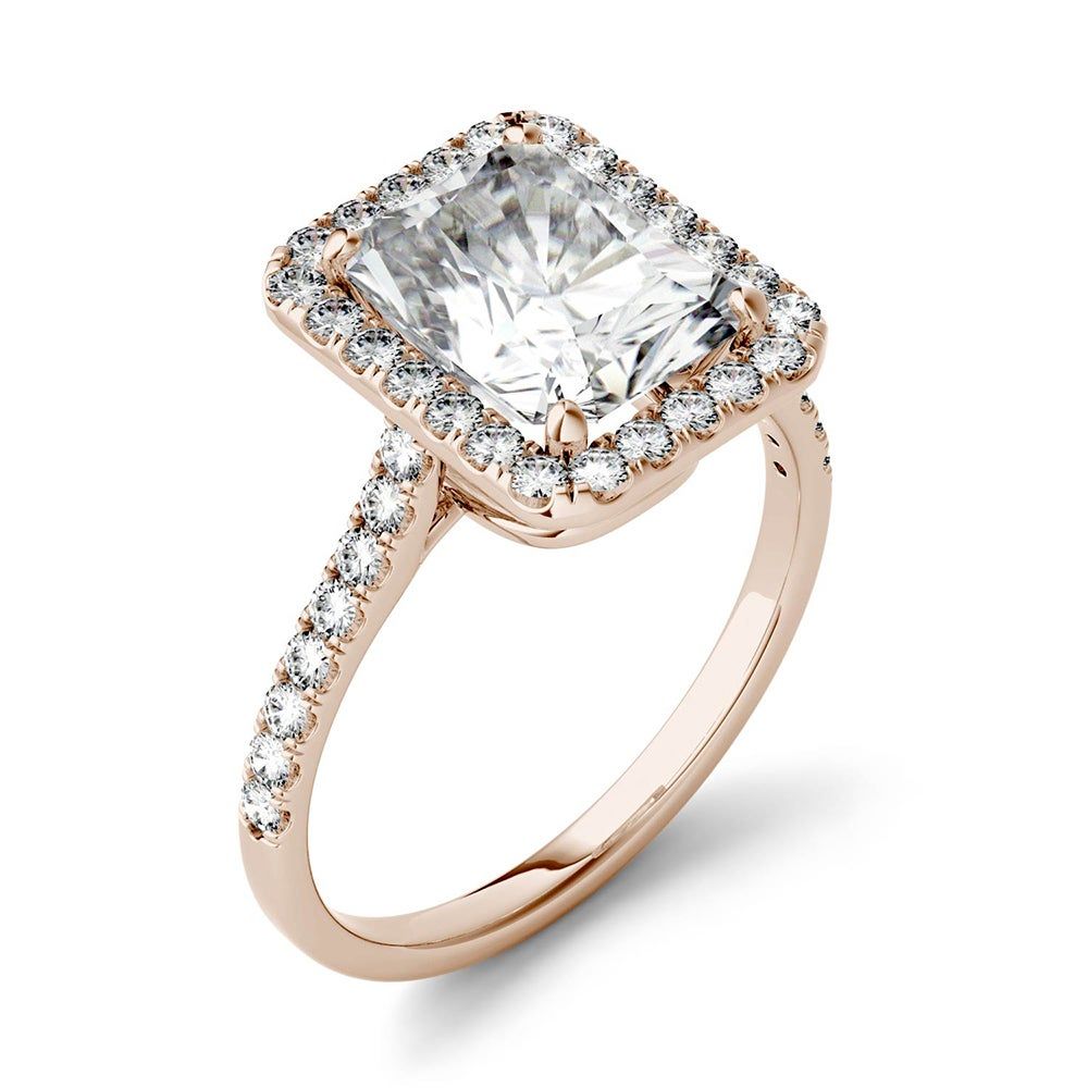 Radiant-Cut Moissanite Halo Ring 14K Rose Gold (3 ct. tw.)