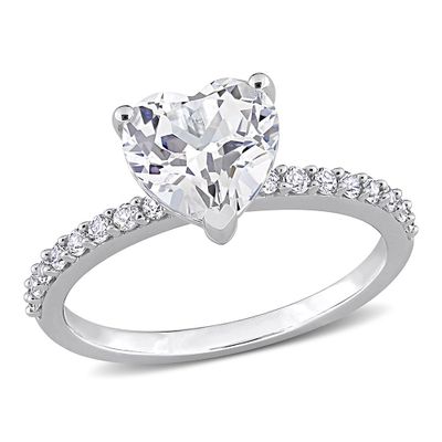 Heart-Shaped Lab-Created White Sapphire Ring 10K Gold