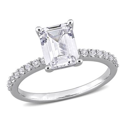 Emerald-Cut Lab-Created White Sapphire Ring 10K Gold