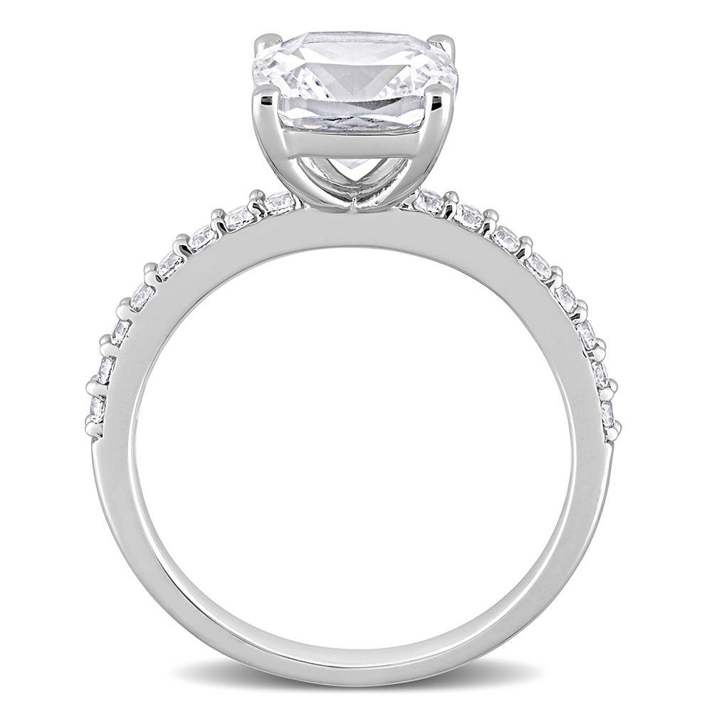 Cushion-Cut Lab-Created White Sapphire Ring 10K Gold