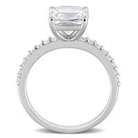 Cushion-Cut Lab-Created White Sapphire Ring 10K Gold