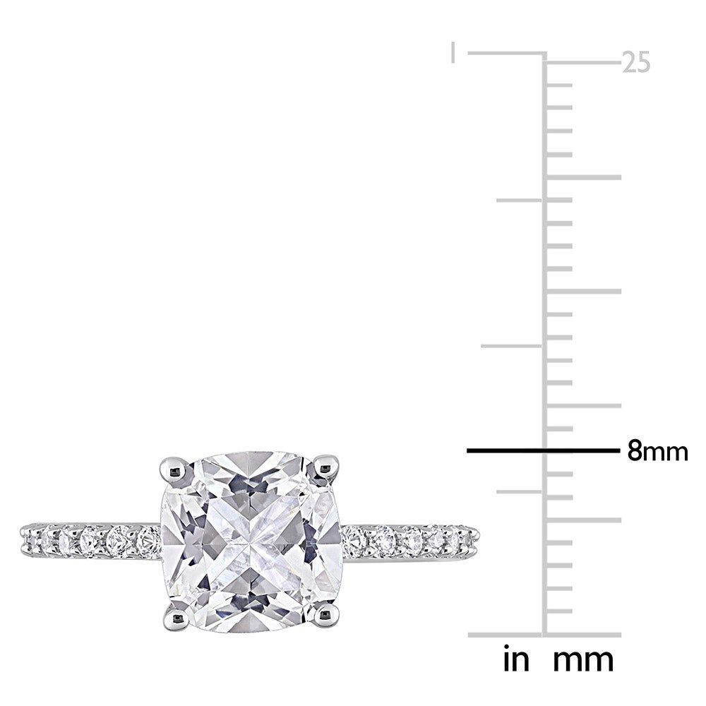 Cushion-Cut Lab-Created White Sapphire Ring 10K Gold