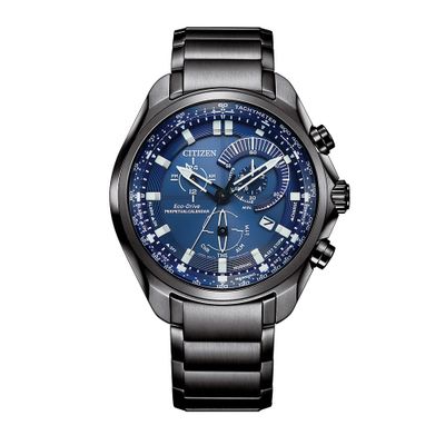 Sport Chronograph Blue Menâs Watch in Gray Ion-Plated Stainless Steel