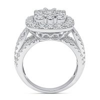 Lab Grown Diamond Engagement Ring with Cushion Cluster 14K White Gold (3 ct. tw.)